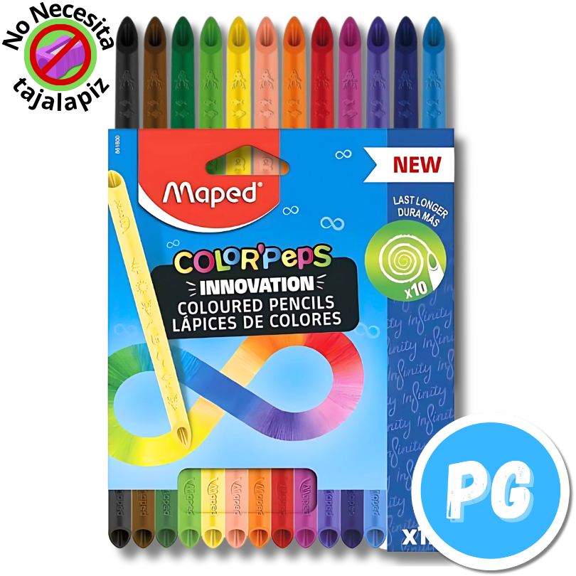 Caja De Colores Maped Infinity X12 Unds Unipunta Colores Que No Necesitan Tajalapiz