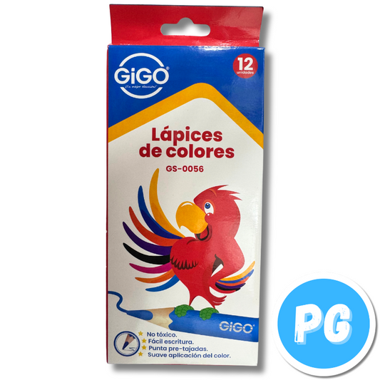 Caja Lapices De Colores Gigo X12 Unds Unipunta Largo