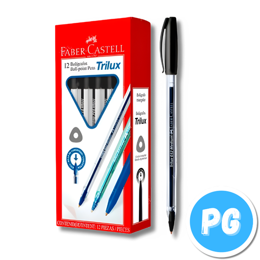 Caja Esfero Faber Castell Poly 0.7mm Semigel x12 Unds Tapa Negro