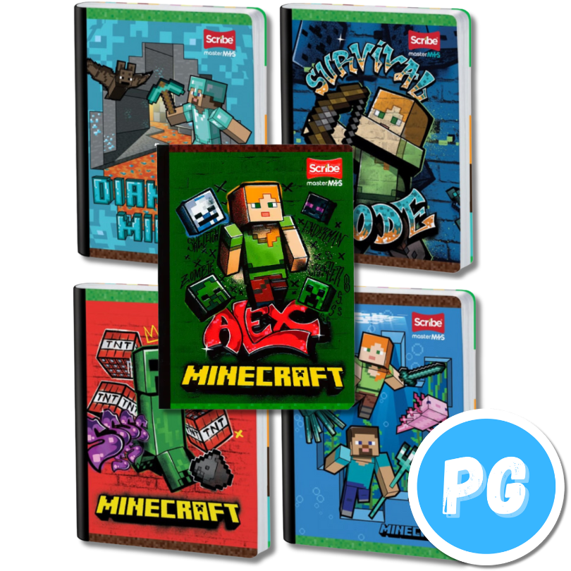 Cuaderno Cosido Scribe De Minecraft Cuadros 100 Hojas - Se Envia Un Motivo Aleatorio