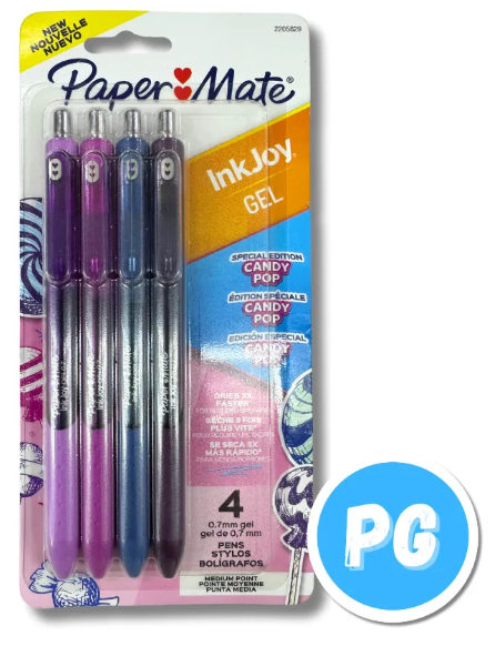 Paquete Esfero Paper Mate Ink Joy Gel 0.7mm X4 Unds Surtido Candy Pop