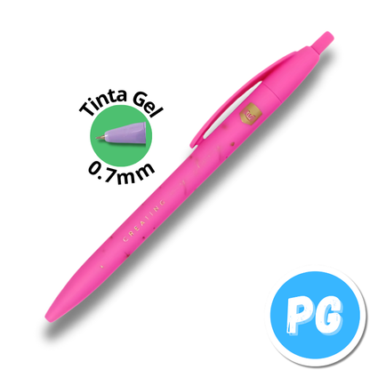 Caja Esfero Kiut 0.7mm Gel x10 Unds Retractil Fucsia