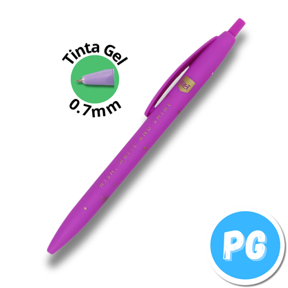 Caja Esfero Kiut 0.7mm Gel x10 Unds Retractil Lila