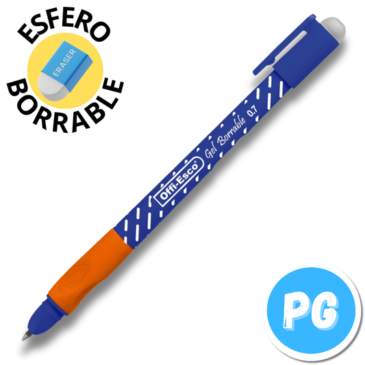 Caja Esfero Offi Esco 0.7mm Borrable 025 x12 Unds Tapa Azul Rey