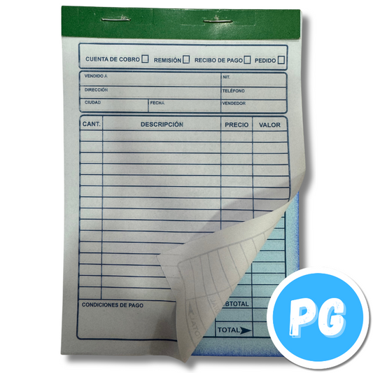 Facturero Autocopiante Pequeño (60 Juegos De Factura) 8.5x11.5 Centimetros