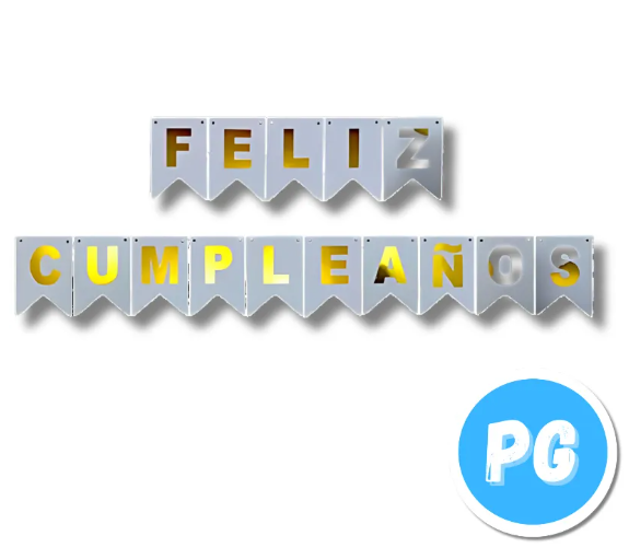 Aviso De Feliz Cumpleaños Plateado Con Letras Doradas - 11x181 Centimetros - Decoracion