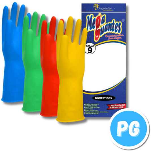 Guante Aseo Mega Calibre 25 Talla 9 Colores - Se Envia Un Color Aleatorio