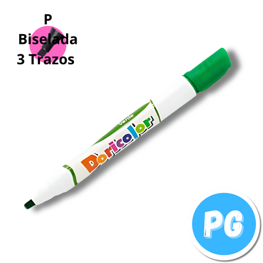 Marcador Doricolor Borrable Verde Oscuro Punta Biselada