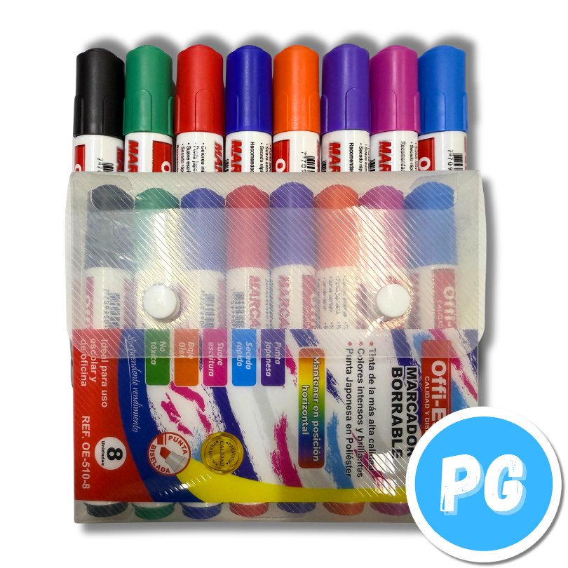 Paquete Marcador Offiesco Borrable x8 Unds Surtido