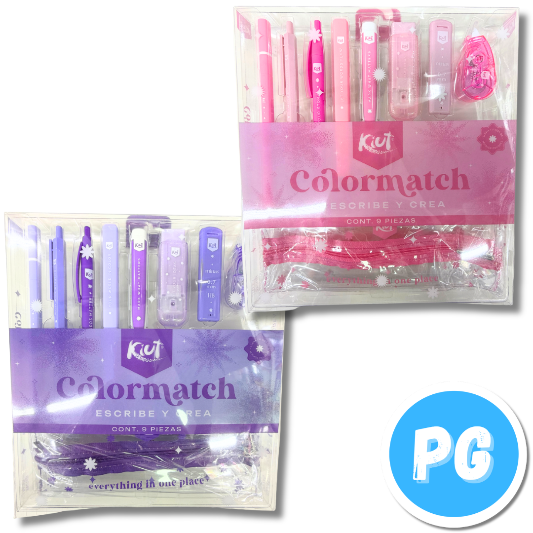 Kit Kiut Color Match Escribe Y Crea 9 Piezas Morado