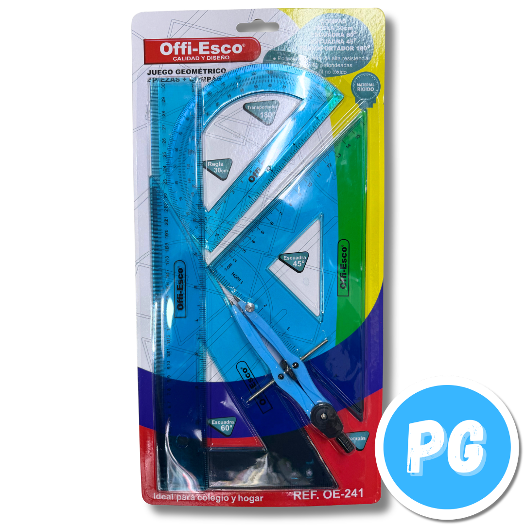Kit Geometrico Offiesco Oe-241 5 Piezas Plastico