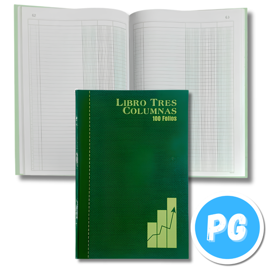 Libro Contabilidad 3 Colunnas 100 Folios Grande Pasta Dura
