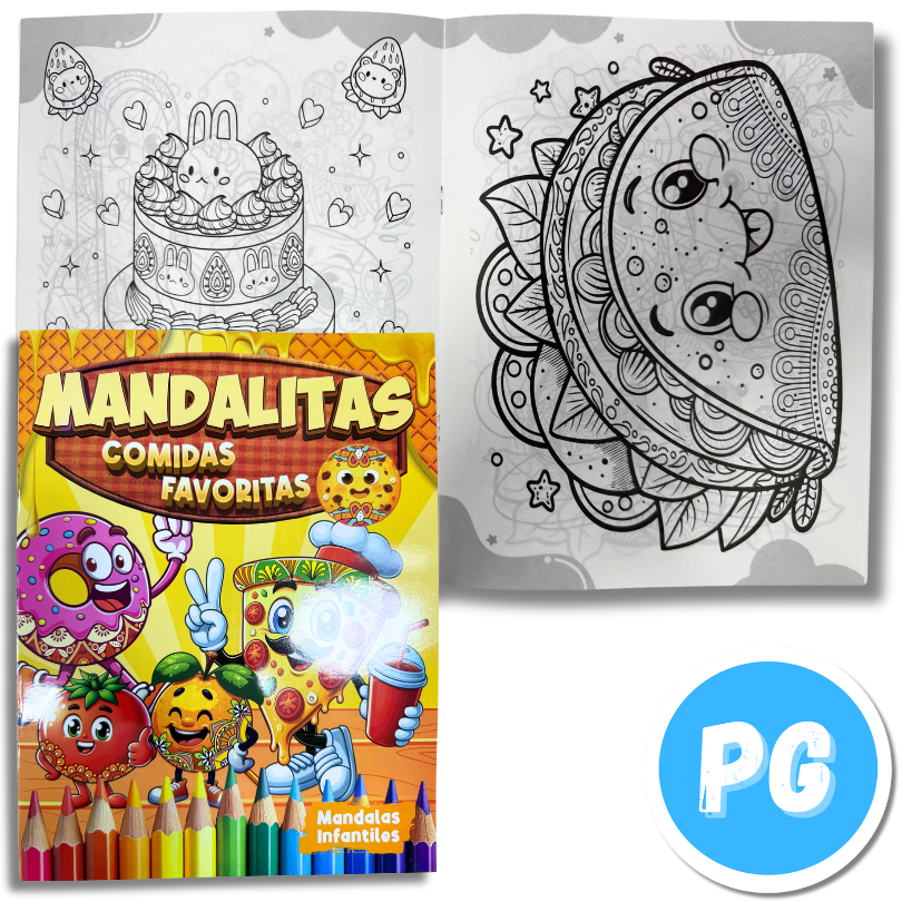 Libro Mandalas Infantiles Animales Y Comida - Se Envia Un Motivo Aleatorio