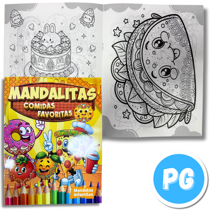 Libro Mandalas Infantiles Animales Y Comida - Se Envia Un Motivo Aleatorio