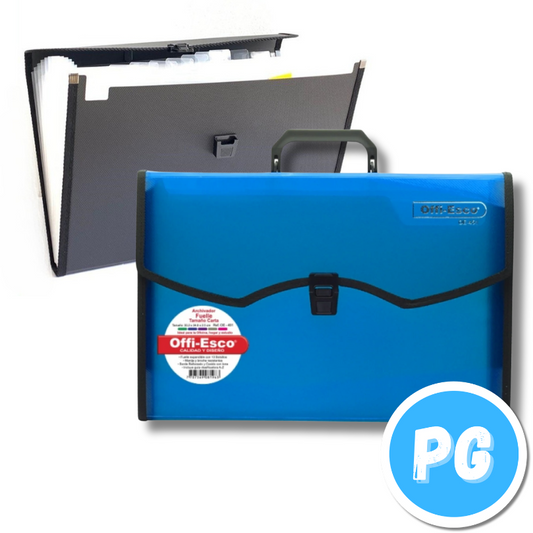 Maletin Plastico Offiesco 13 Bolsillos Oficio Azul