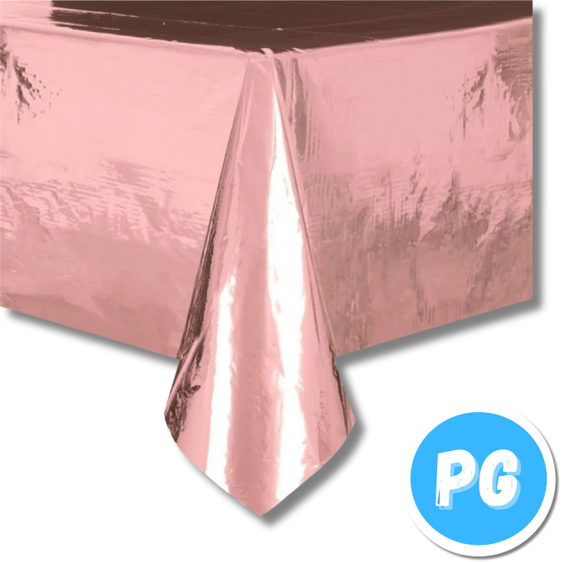 Mantel Plastico Metalizado Oro Rosa 137x183 Centimetros