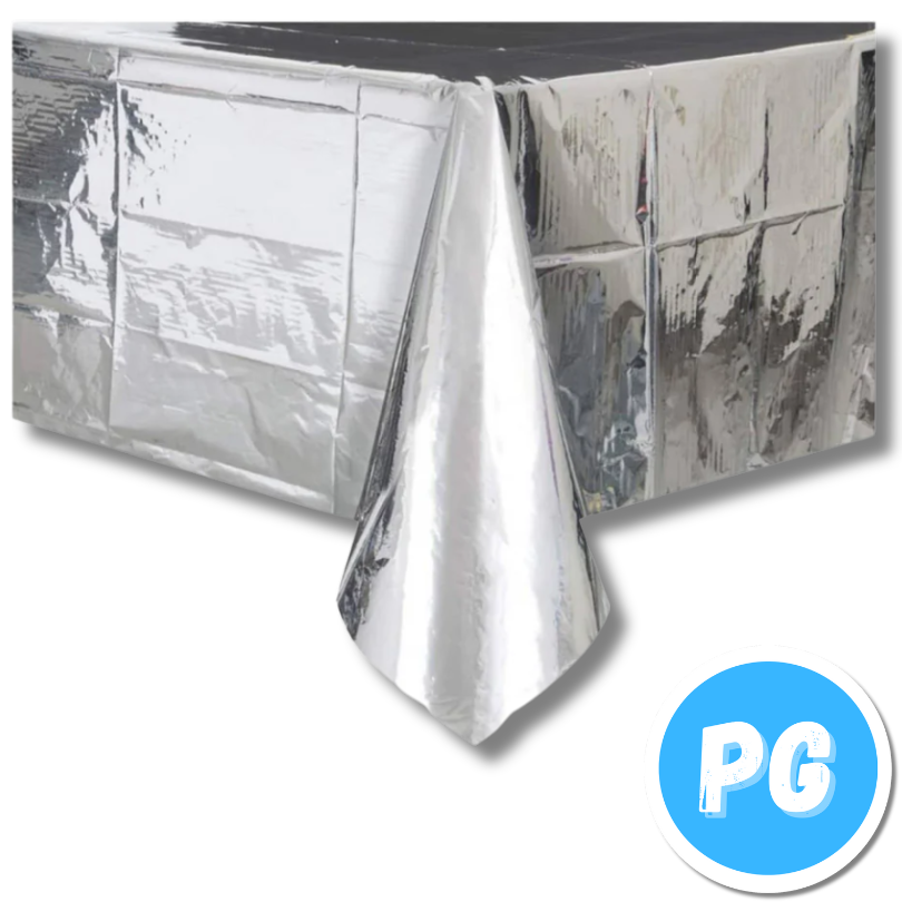 Mantel Plastico Metalizado Plateado 137x183 Centimetros