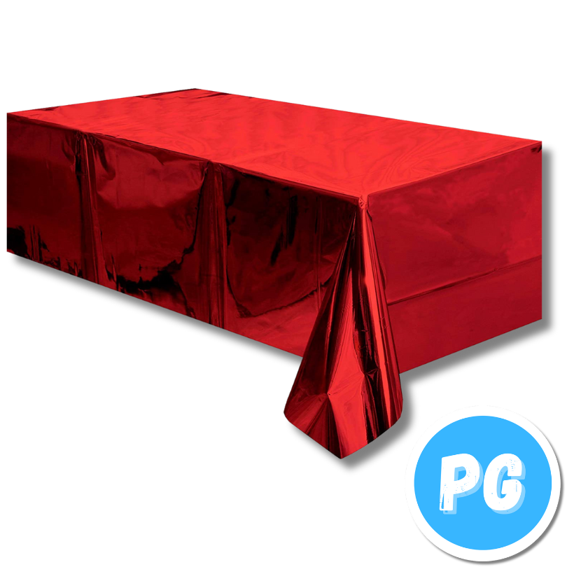 Mantel Plastico Metalizado Rojo 137x183 Centimetros