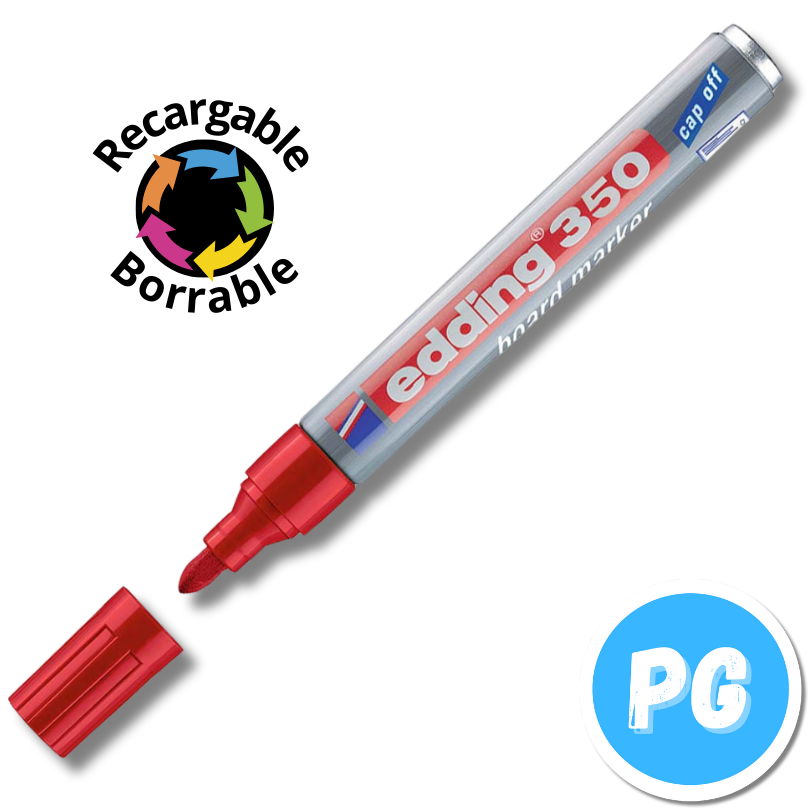 Marcador Edding Borrable Rojo 350 Recargable Cuerpo Metalico