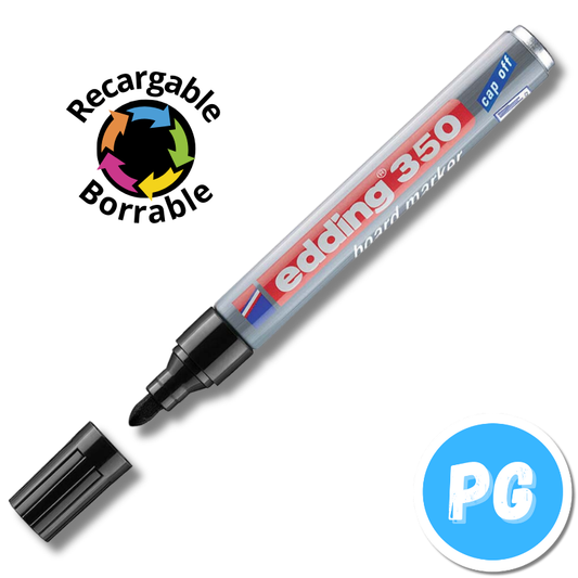 Marcador Edding Borrable Negro 350 Recargable Cuerpo Metalico