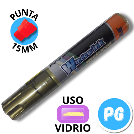 Marcador De Vinilo Mae Window Ink 15mm Metalizado Dorado Para Vidrios