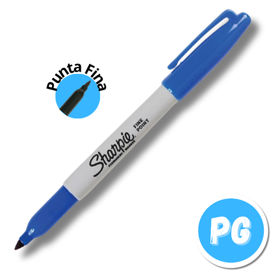 Sharpie Caja Marcador Punta Fina X12 Azul Rey