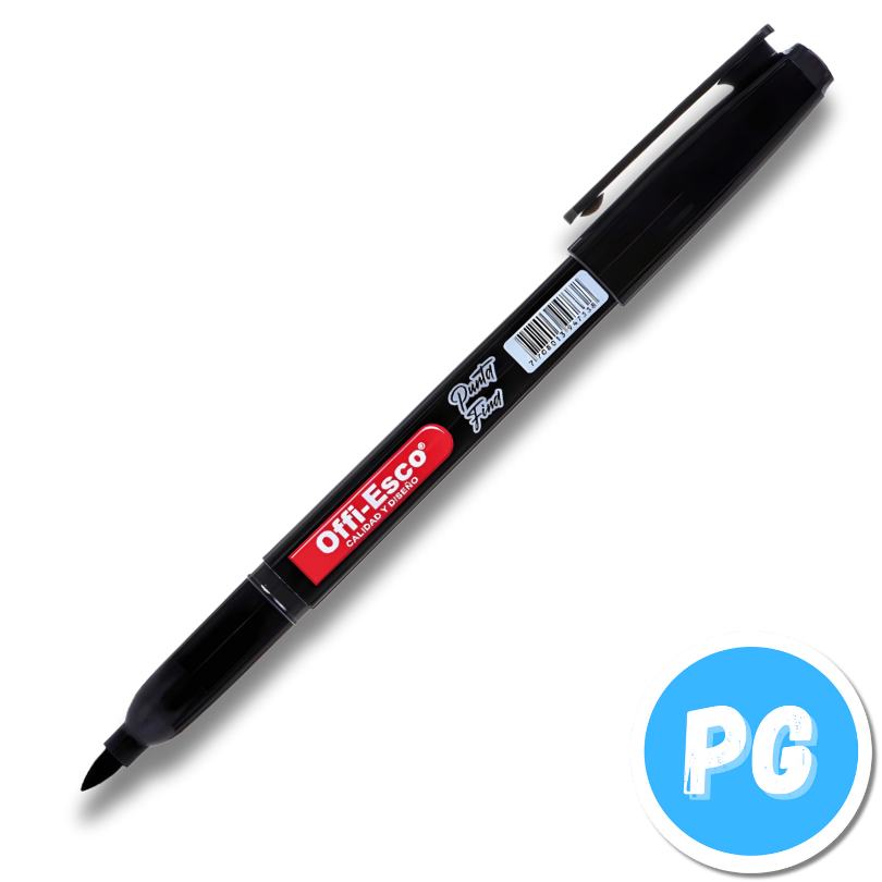 Marcador Offi Esco Punta Fina Unidad Negro