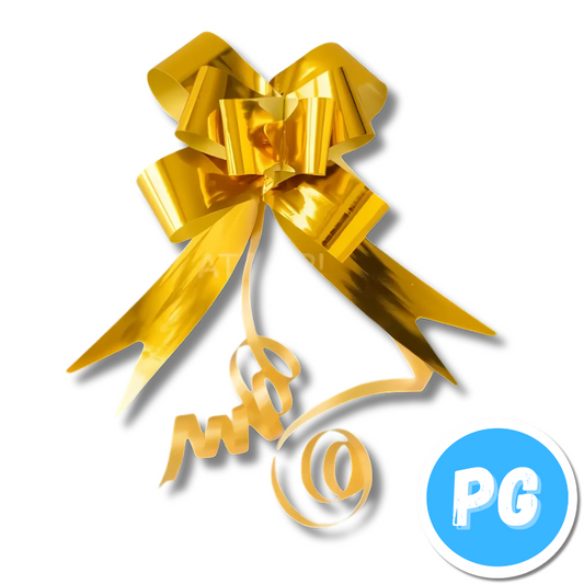 Moño Cinta Papel Magico Para Regalo 50mm Unidad Dorado