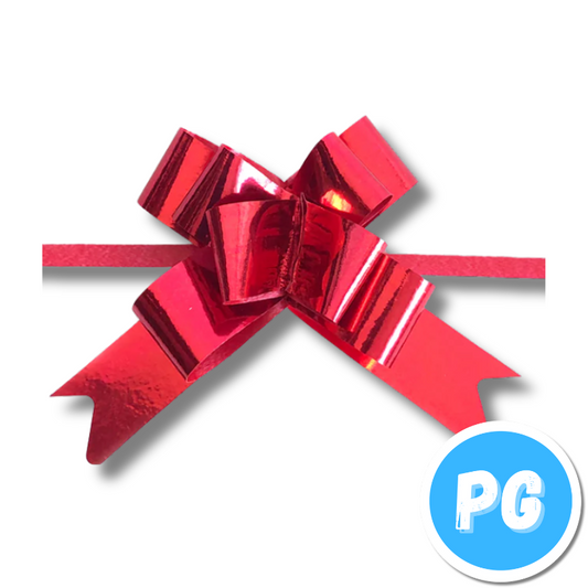Moño Cinta Papel Magico Para Regalo 50mm Unidad Rojo
