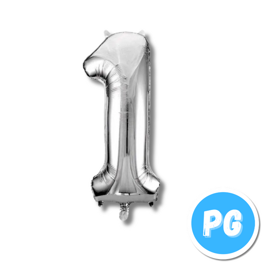 Numero Inflable 32" #1 Plateado Grande