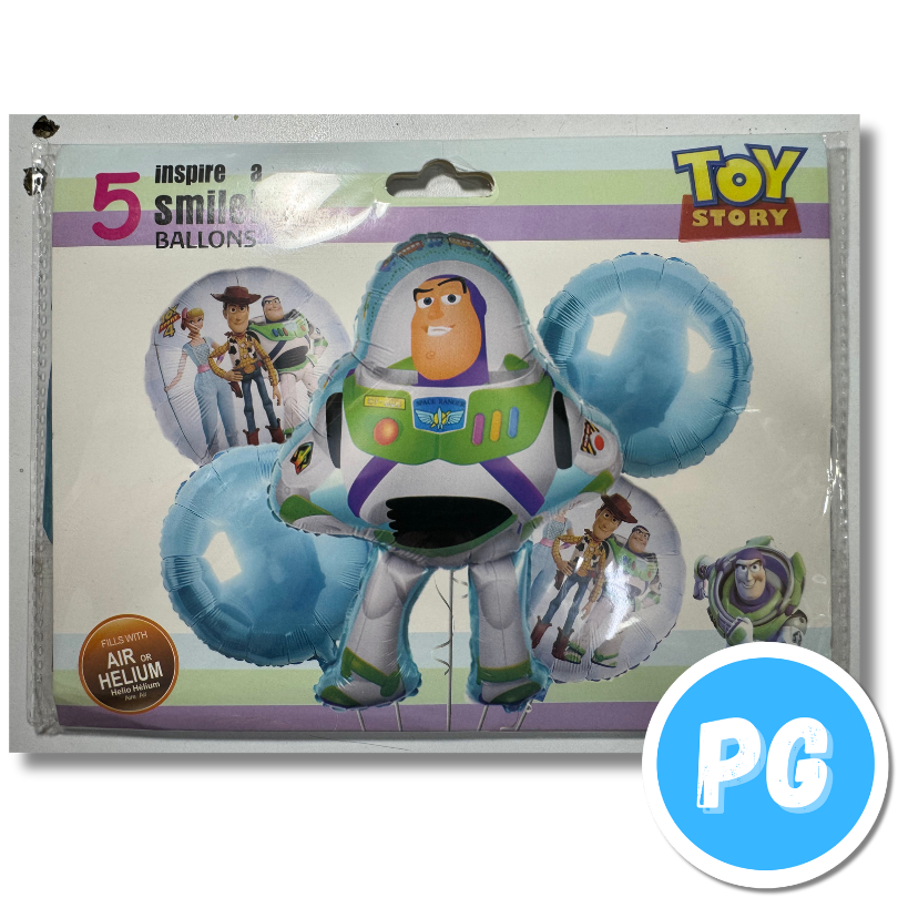 Paquete De Bombas De Buzz Lightyear Toy Story Disney X5 Unds Para Inflar Con Aire O Helio