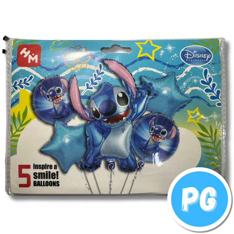 Paquete De Bombas De Stitch Disney X5 Unds Para Inflar Con Aire O Helio