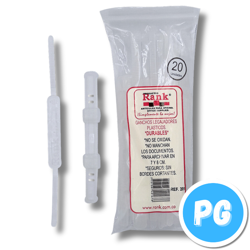 Paquete Gancho Legajador Plastico X20 Juegos Rank