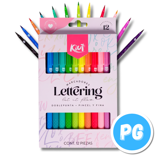 Paquete Marcador Kiut Lettering x12 Unds Doblepunta