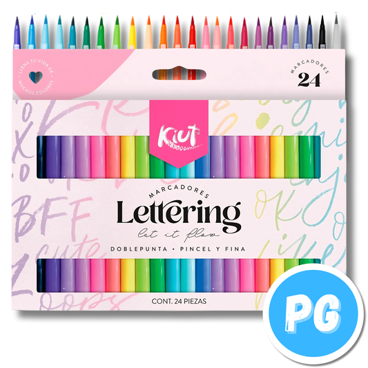 Paquete Marcador Kiut Lettering x24 Unds Doblepunta