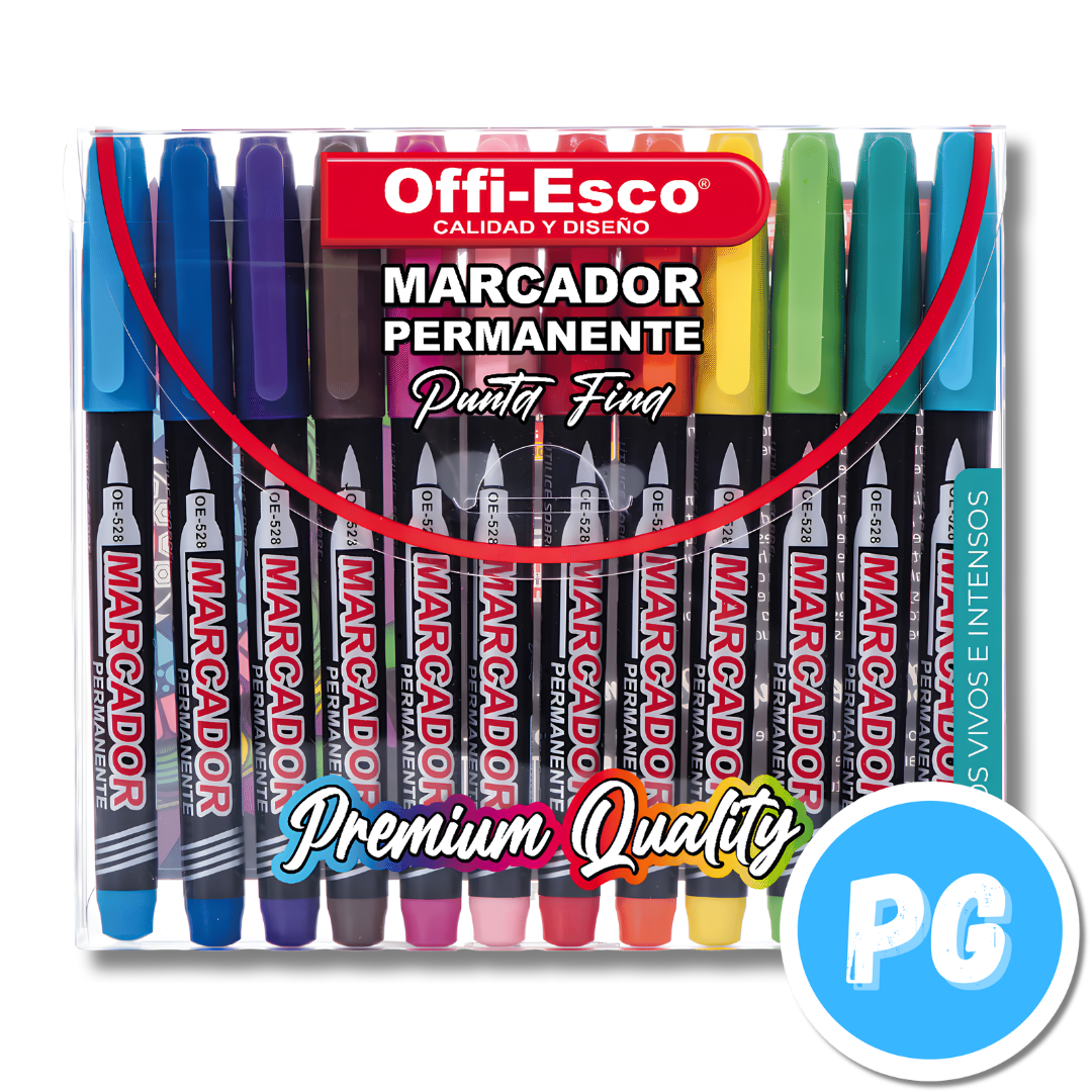 Paquete Marcador Offiesco Punta Fina OE-528 x12 Unds Surtido