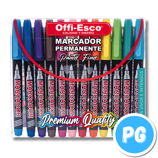 Paquete Marcador Offiesco Punta Fina OE-528 x12 Unds Surtido