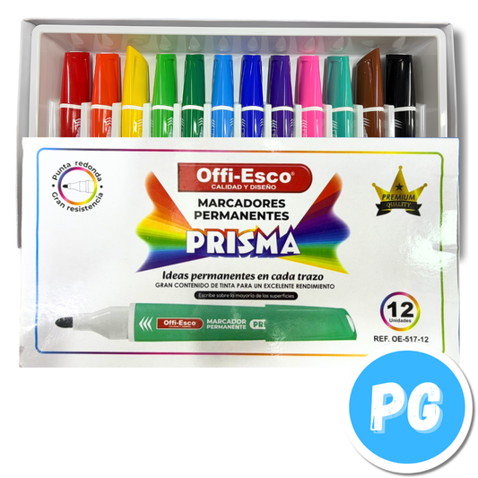 Paquete Marcador Offiesco Prisma Permanente OE-517 X12 Unds Surtido