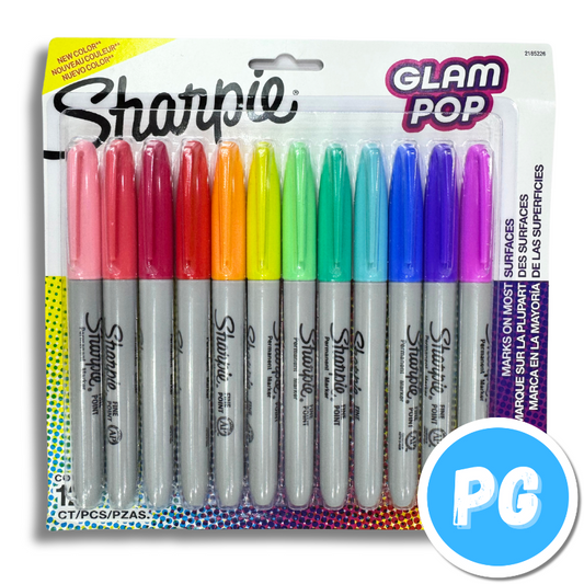 Paquete Marcador Sharpie Punta Fina X12 Unds Glam Pop Surtido