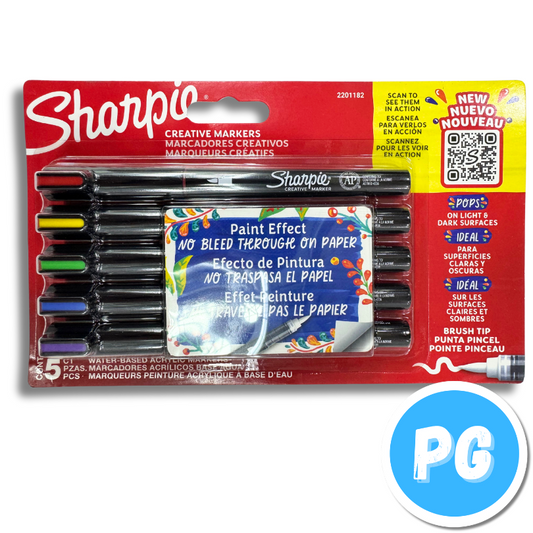 Paquete Plumon Sharpie Punta Pincel X5 Unds Surtido Lettering