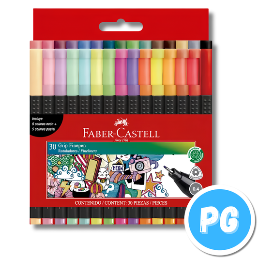 Paquete Micropunta Faber Castell 0.4mm Grip x30 Unds Surtido
