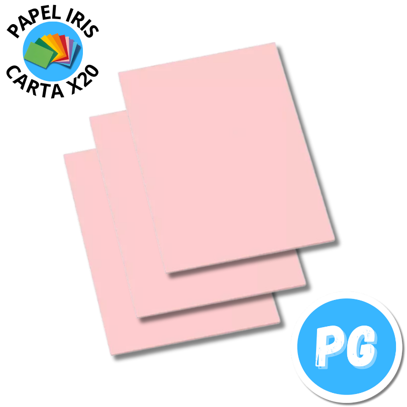 Paquete De Papel Iris Carta X20 Hojas Rosado