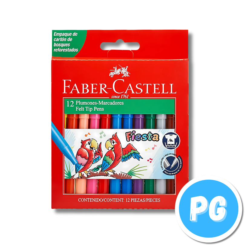 Paquete De Plumon Faber Castell X12 Unds Lavables Unipunta