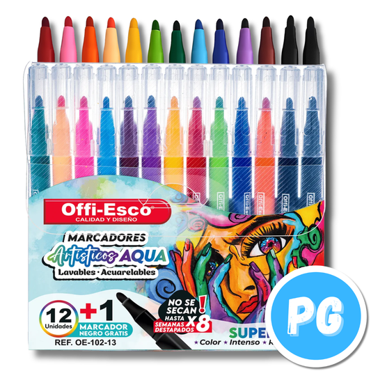 Paquete Plumon Offiesco Aqua OE-102 X13 Unds Acuareable