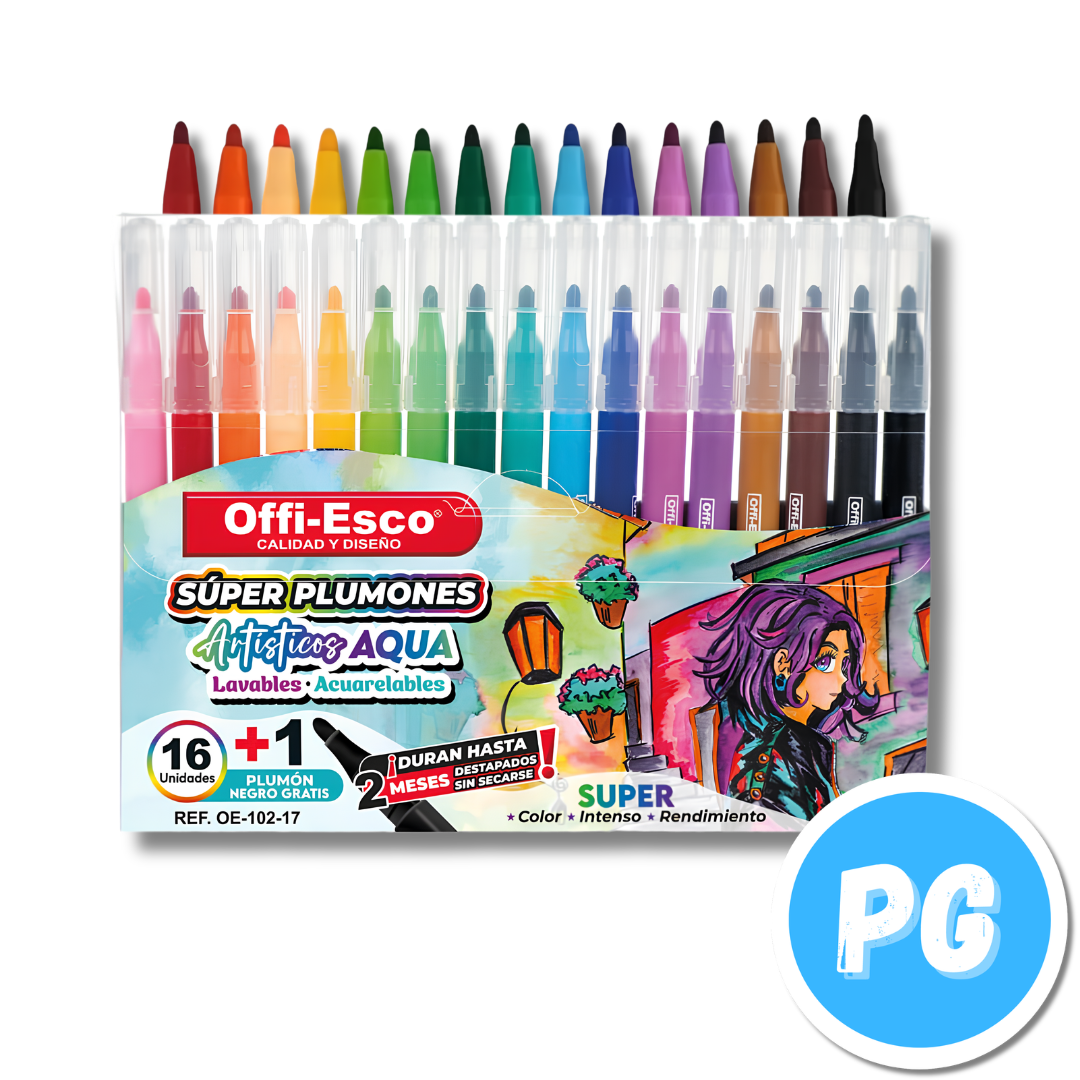 Paquete Plumon Offiesco Aqua OE-102 X26 Unds Acuareable