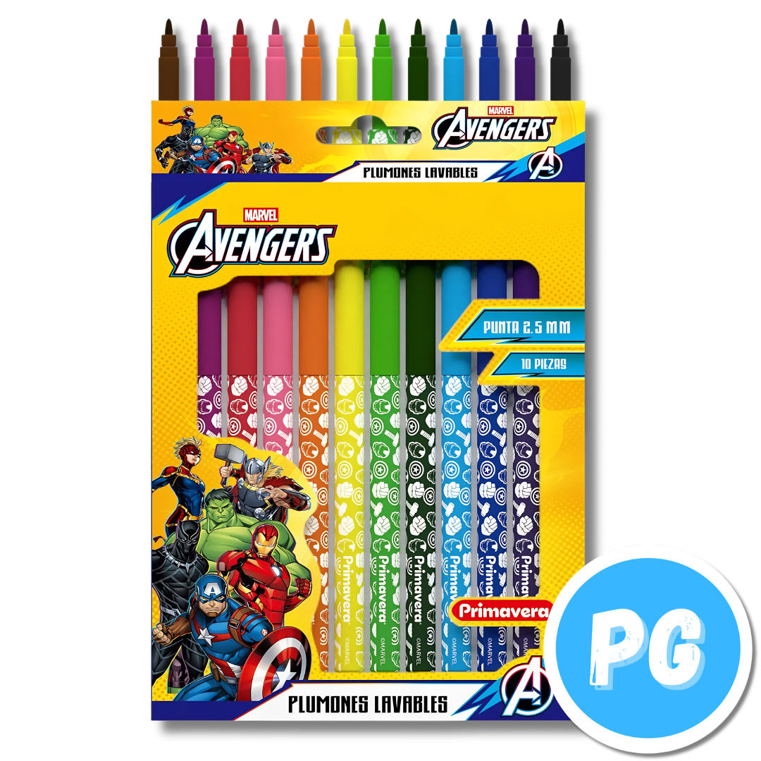 Paquete Plumones Primavera 2.5mm x10 Unds Lavables Motivo Aleatorio Niño Hombre