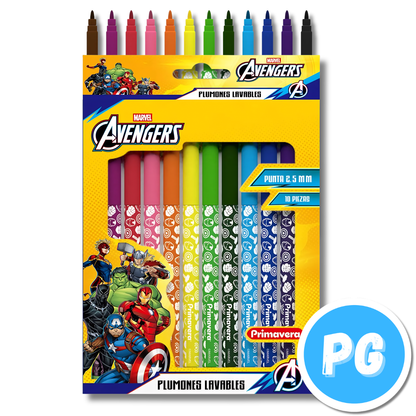 Paquete Plumones Primavera 2.5mm x10 Unds Lavables Motivo Aleatorio Niño Hombre