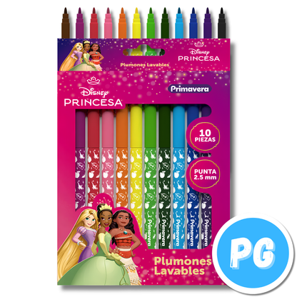 Paquete Plumones Primavera 2.5mm x10 Unds Lavables Motivo Aleatorio Niña Mujer