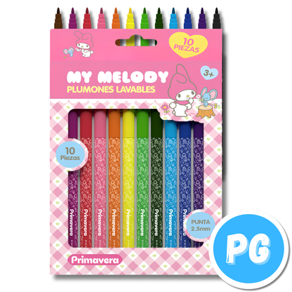 Paquete Plumones Primavera 2.5mm x10 Unds Lavables Motivo Aleatorio Niña Mujer