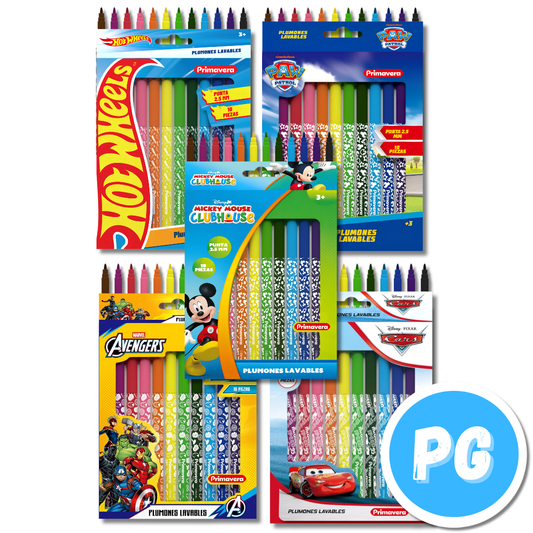 Paquete Plumones Primavera 2.5mm x10 Unds Lavables Motivo Aleatorio Niño Hombre